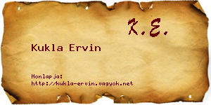 Kukla Ervin névjegykártya
